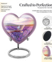 10-inch heart-shaped purple urn 