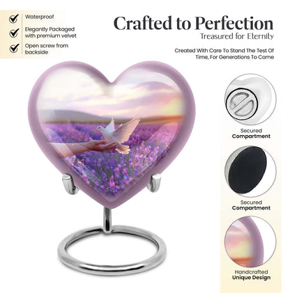 10-inch heart-shaped purple urn 