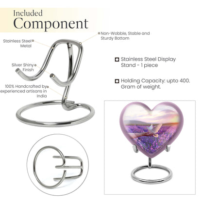 10-inch heart-shaped purple urn 
