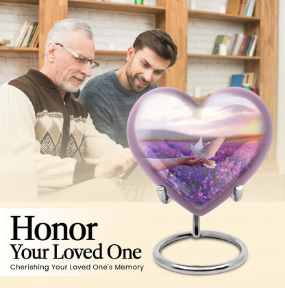 10-inch heart-shaped purple urn 