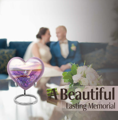 10-inch heart-shaped purple urn 