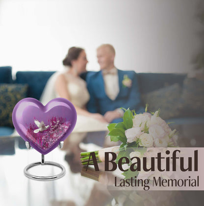 heart shaped memorial urn dove theme