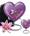 heart shaped memorial urn dove theme
