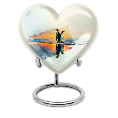 Penguin Urn, heart-shaped burial funeral urn