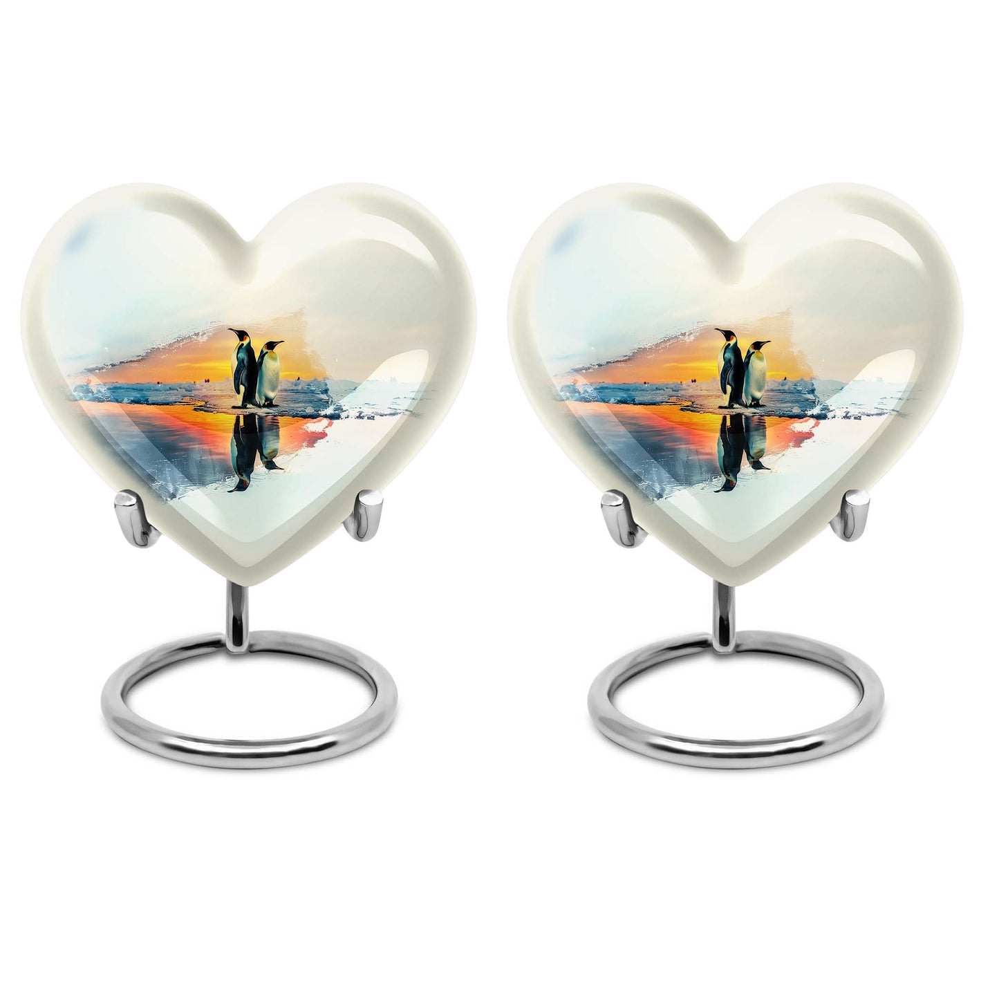 Penguin Urn, heart-shaped burial funeral urn