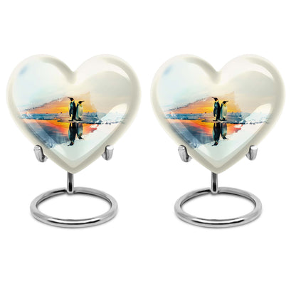 Penguin Urn, heart-shaped burial funeral urn