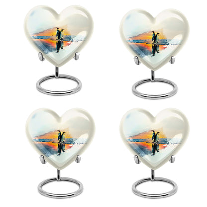 Penguin Urn, heart-shaped burial funeral urn