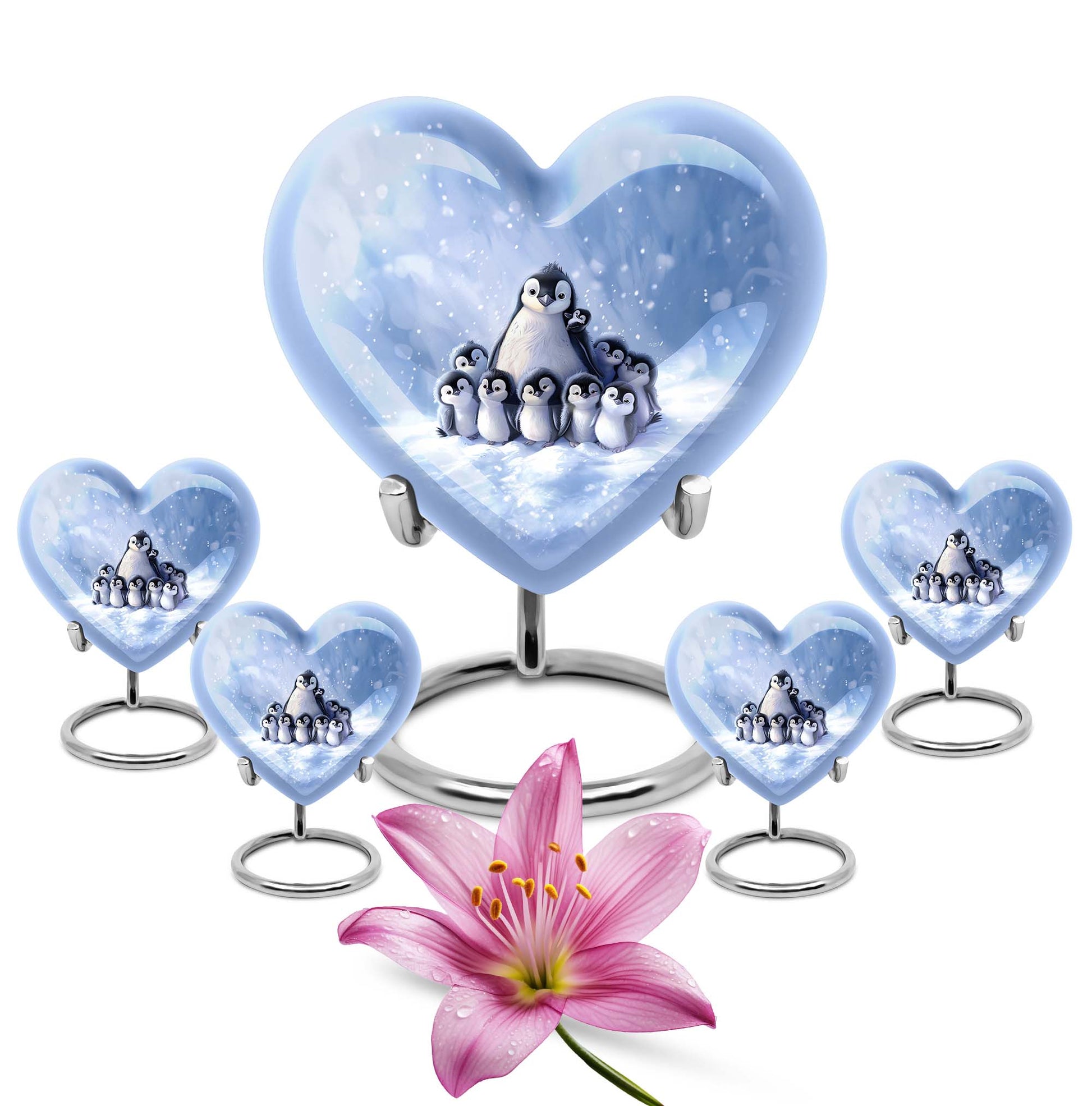 Penguin Theme Large Urn With 4 Keepsake Urn