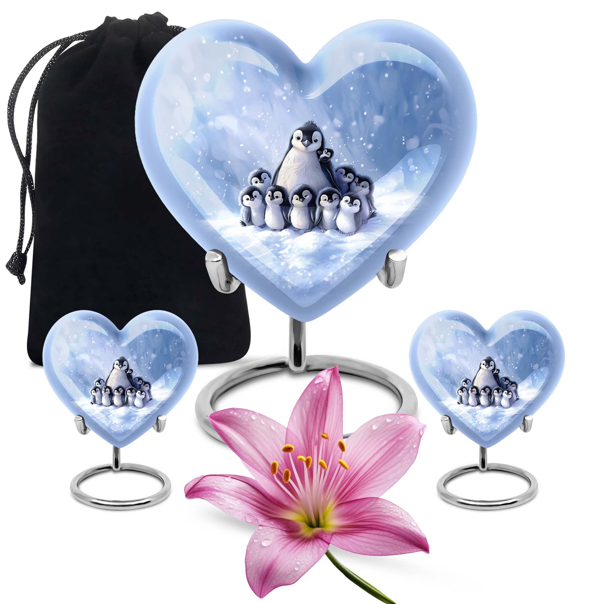 Penguin Theme Large Urn With 2 Keepsake Urn