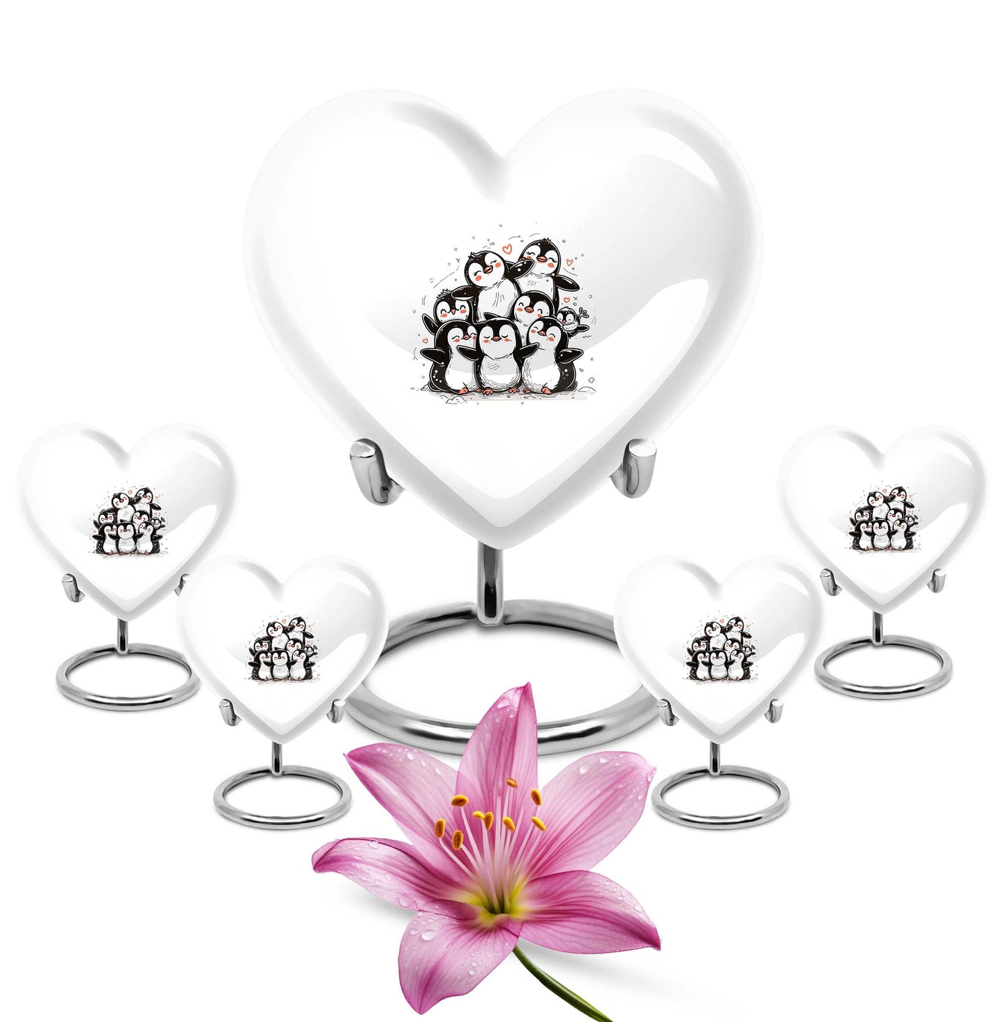 Penguin Theme Large Urn With 4 Keepsake Urn