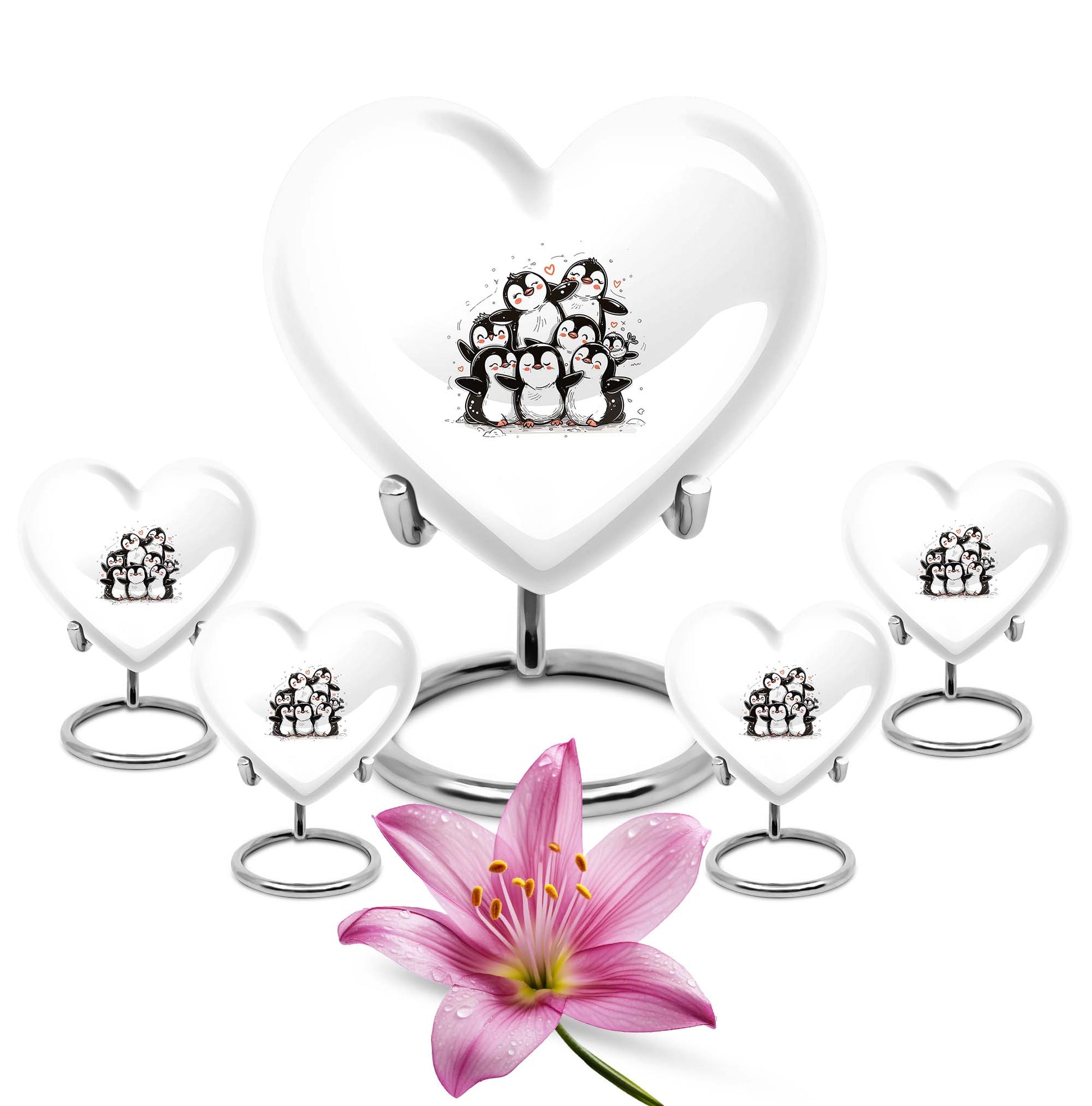 Penguin Theme Large Urn With 4 Keepsake Urn