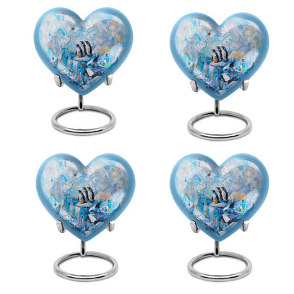 10-Inch Penguin Urn, heart-themed metal funeral urn 