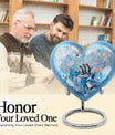 10-Inch Penguin Urn, heart-themed metal funeral urn 