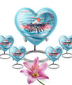Heart-shaped Penguin Urn, cremation urn, butterfly themed with personalized engraving