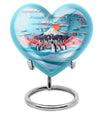 Heart-shaped Penguin Urn, cremation urn, butterfly themed with personalized engraving
