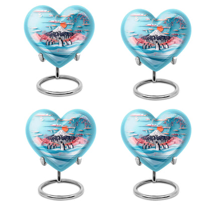 Heart-shaped Penguin Urn, cremation urn, butterfly themed with personalized engraving