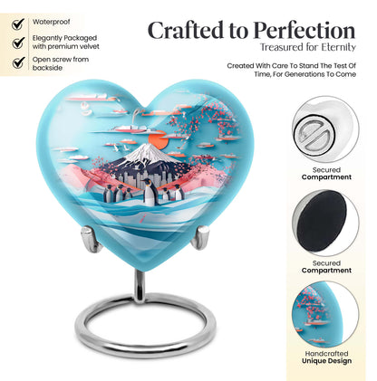 Heart-shaped Penguin Urn, cremation urn, butterfly themed with personalized engraving