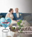 Heart-shaped Penguin Urn, cremation urn, butterfly themed with personalized engraving