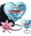 Heart-shaped Penguin Urn, cremation urn, butterfly themed with personalized engraving