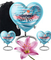 Heart-shaped Penguin Urn, cremation urn, butterfly themed with personalized engraving