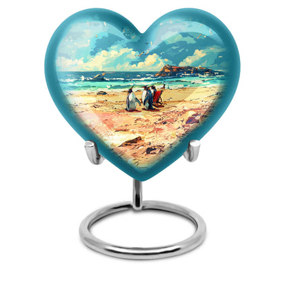 Engravable 10-inch Penguin Heart Urn 