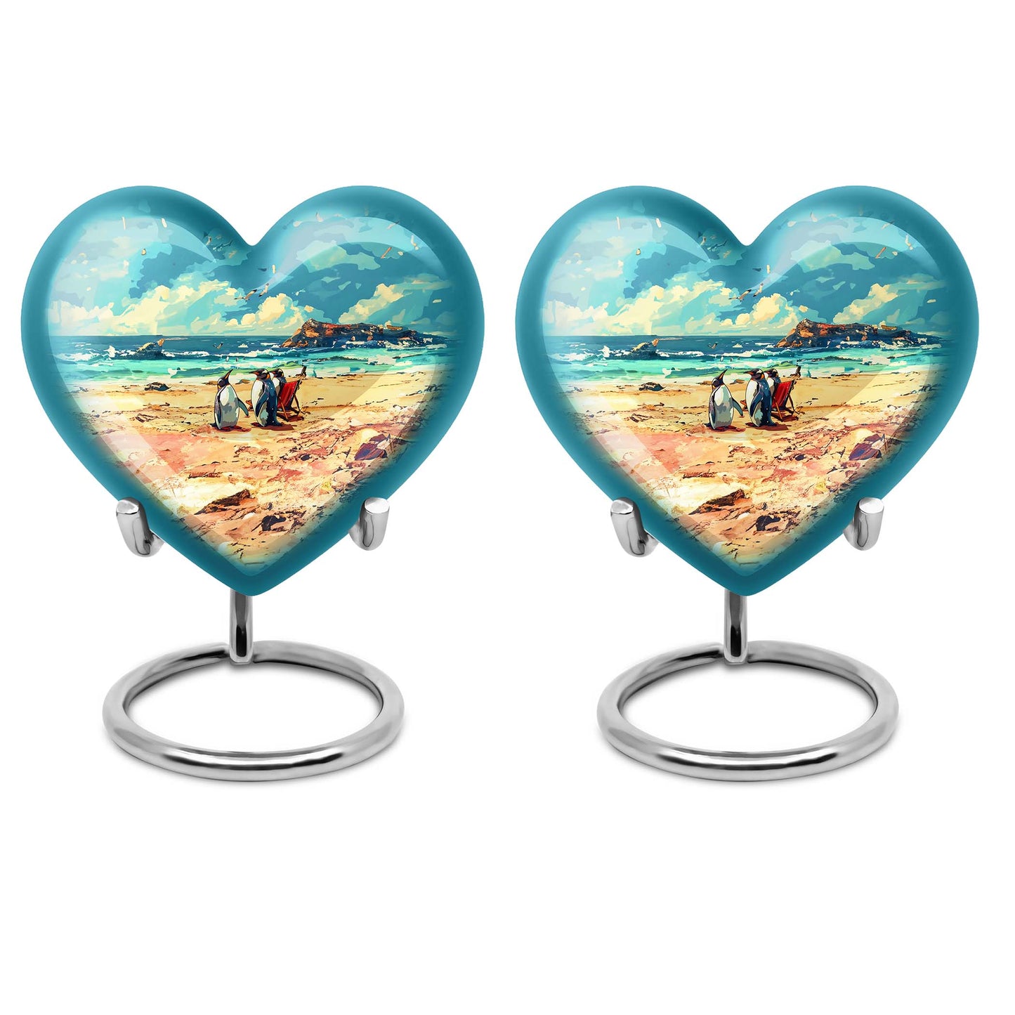 Engravable 10-inch Penguin Heart Urn 