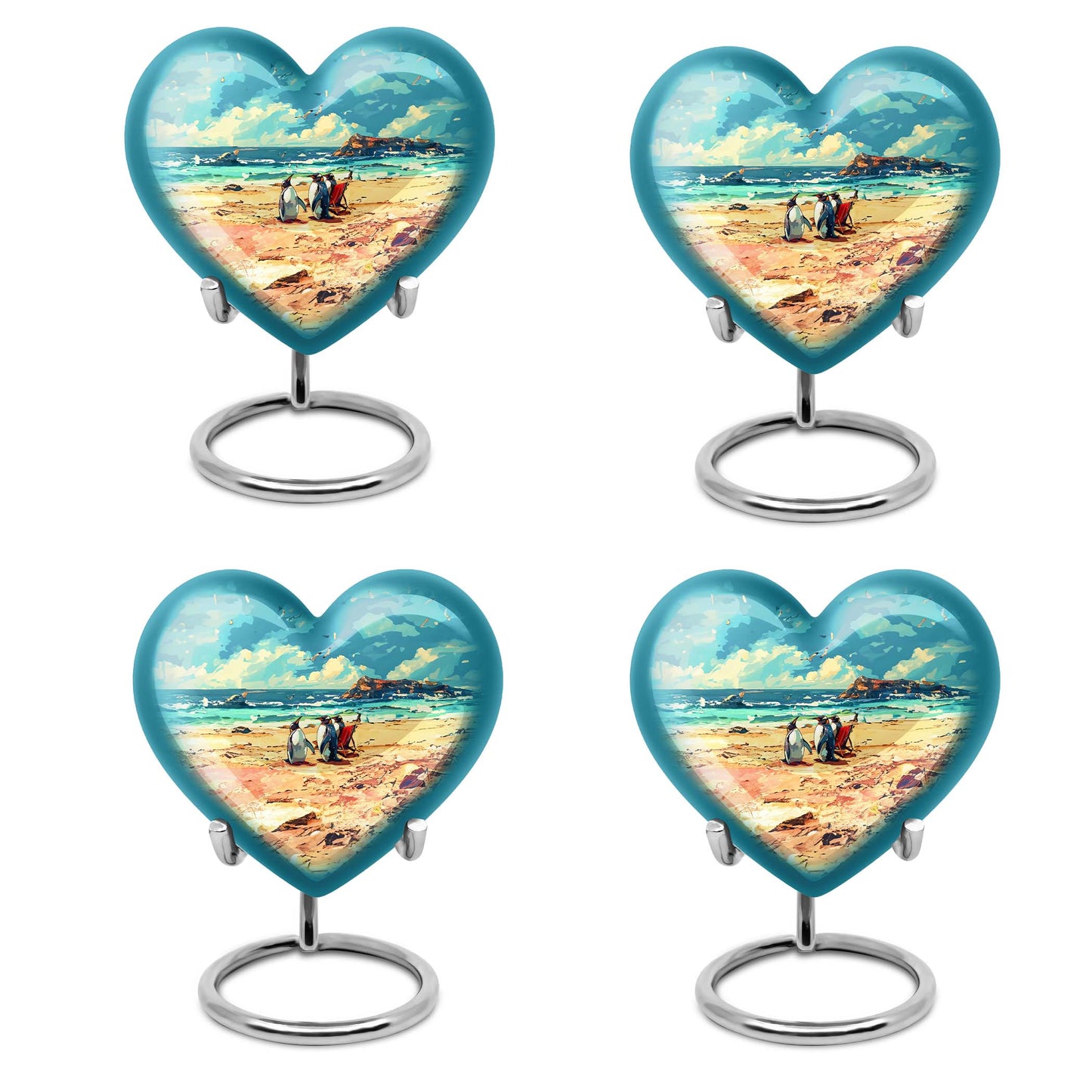 Engravable 10-inch Penguin Heart Urn 