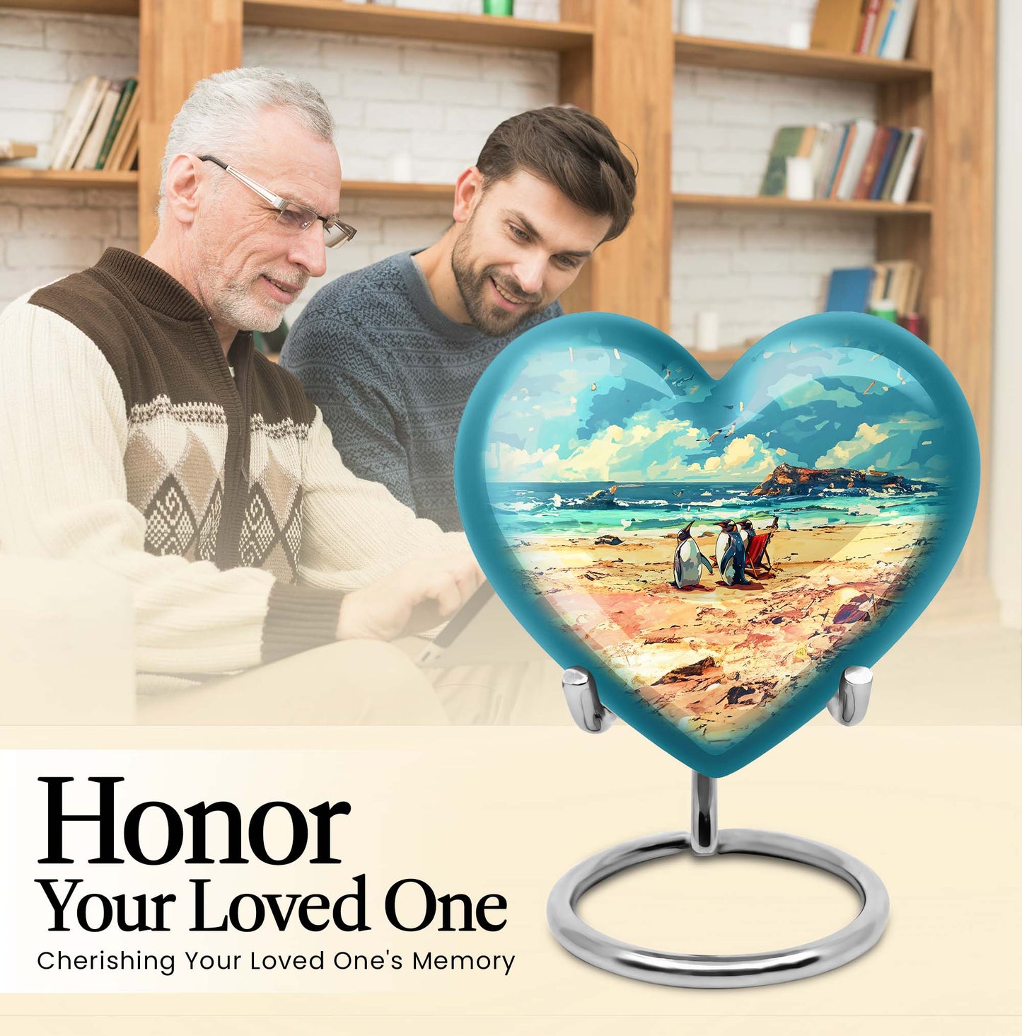 Engravable 10-inch Penguin Heart Urn 