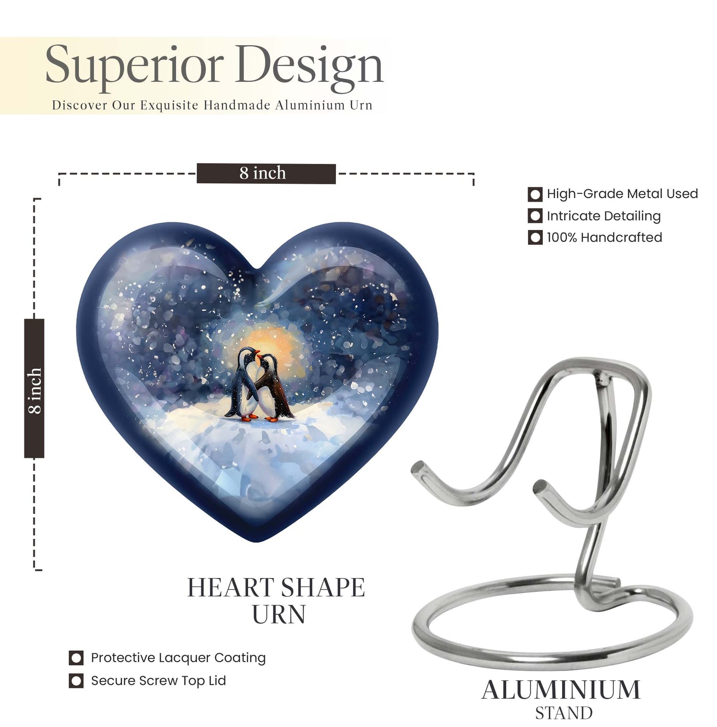 Heart Urn in butterfly theme