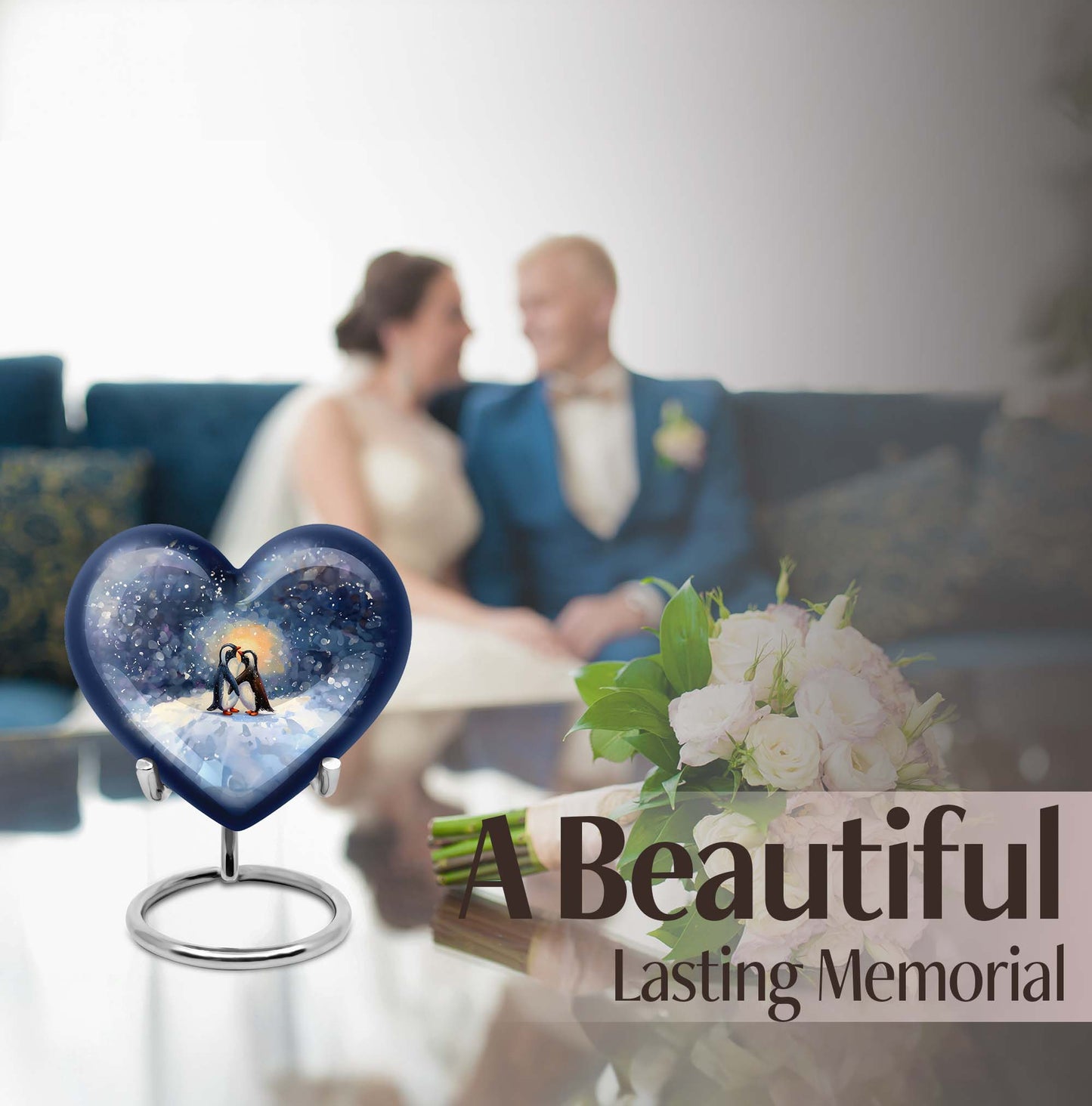 Heart Urn in butterfly theme