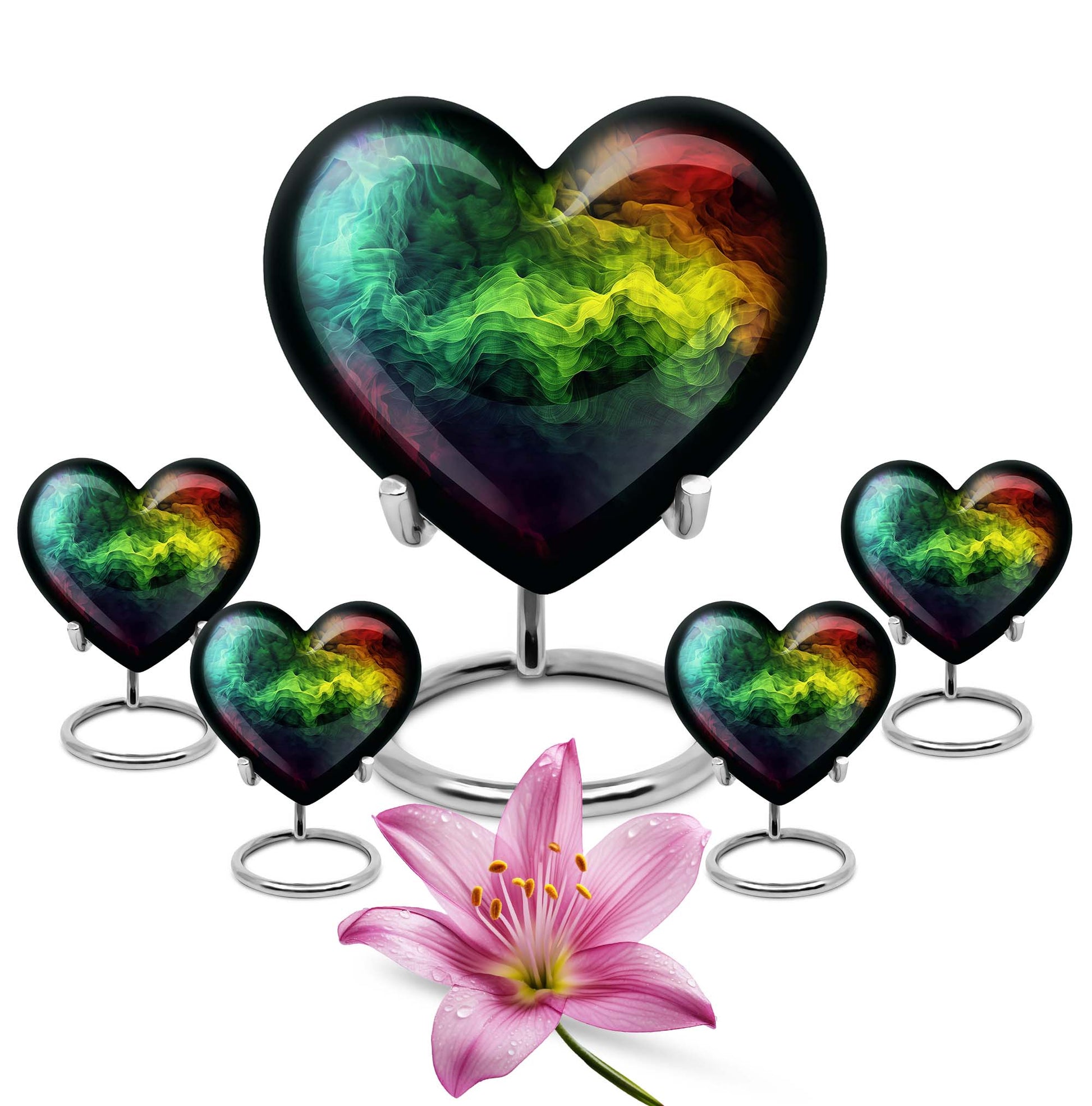 10-inch abstract heart urn with butterfly design for adult ashes