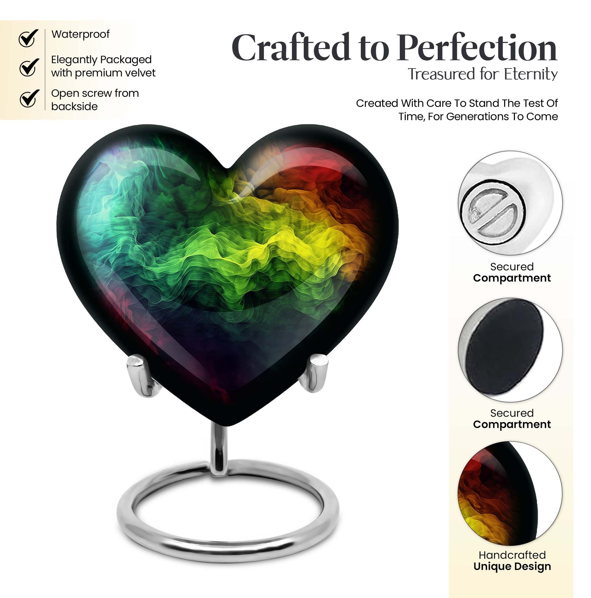 10-inch abstract heart urn with butterfly design for adult ashes