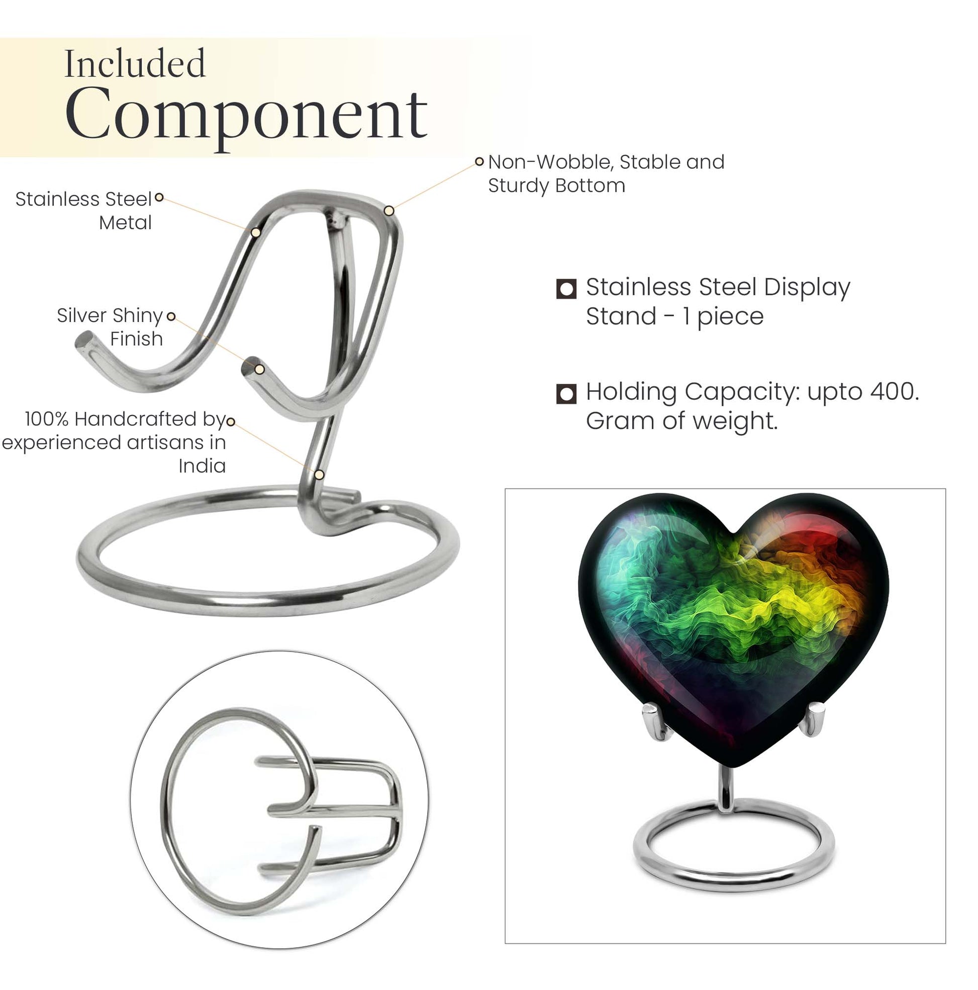 10-inch abstract heart urn with butterfly design for adult ashes