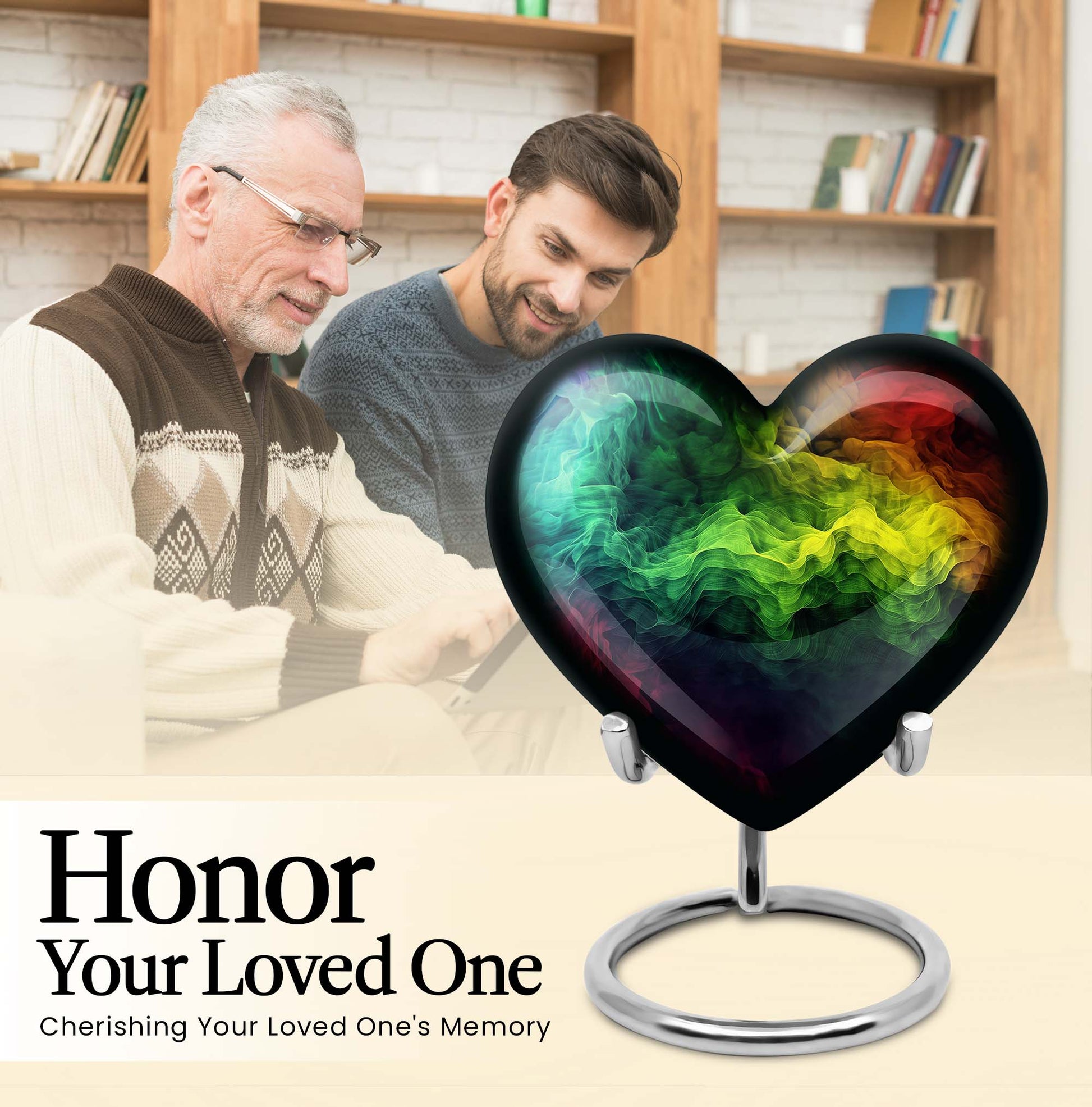 10-inch abstract heart urn with butterfly design for adult ashes