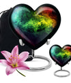 10-inch abstract heart urn with butterfly design for adult ashes