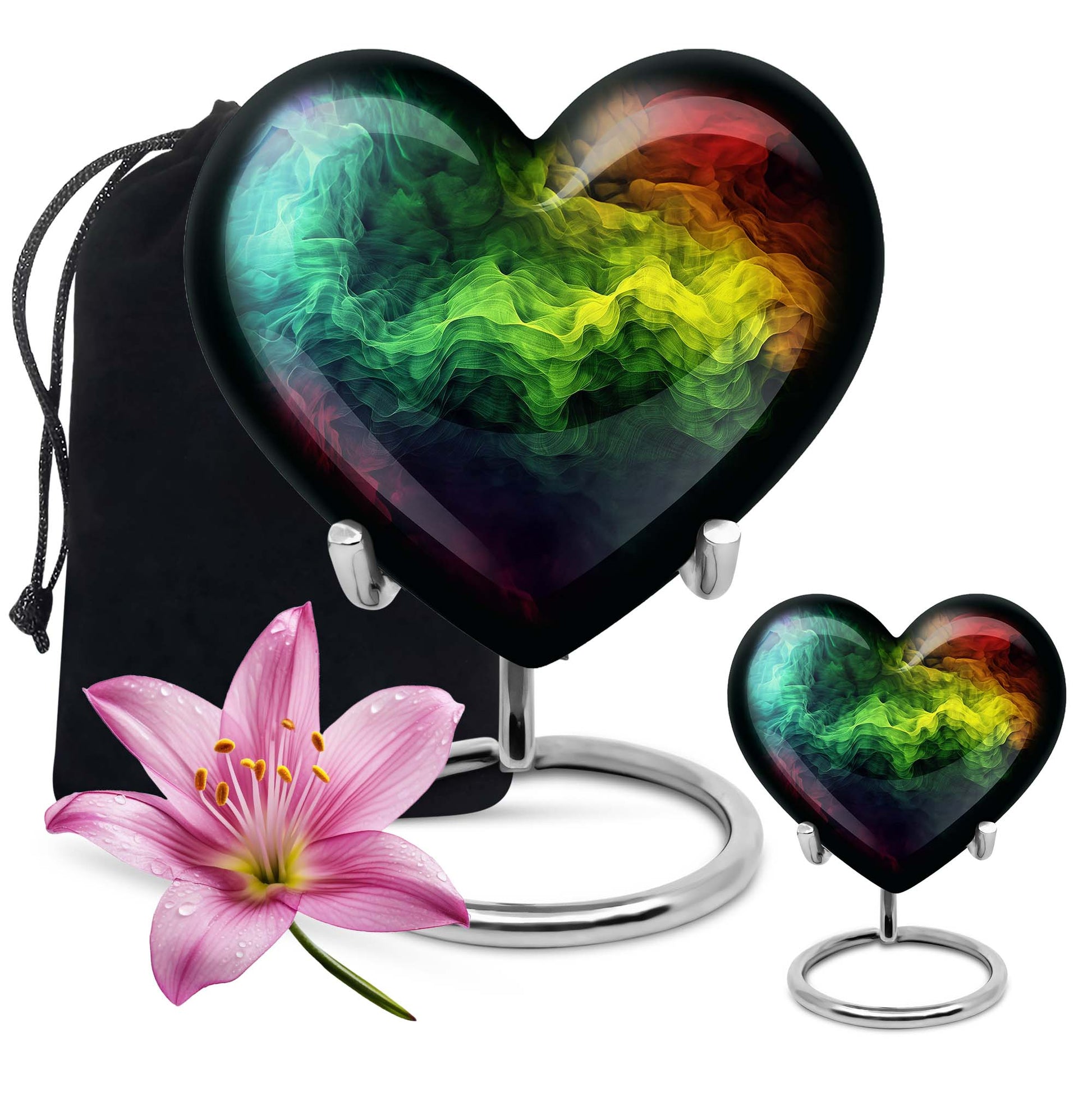 10-inch abstract heart urn with butterfly design for adult ashes