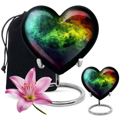 10-inch abstract heart urn with butterfly design for adult ashes