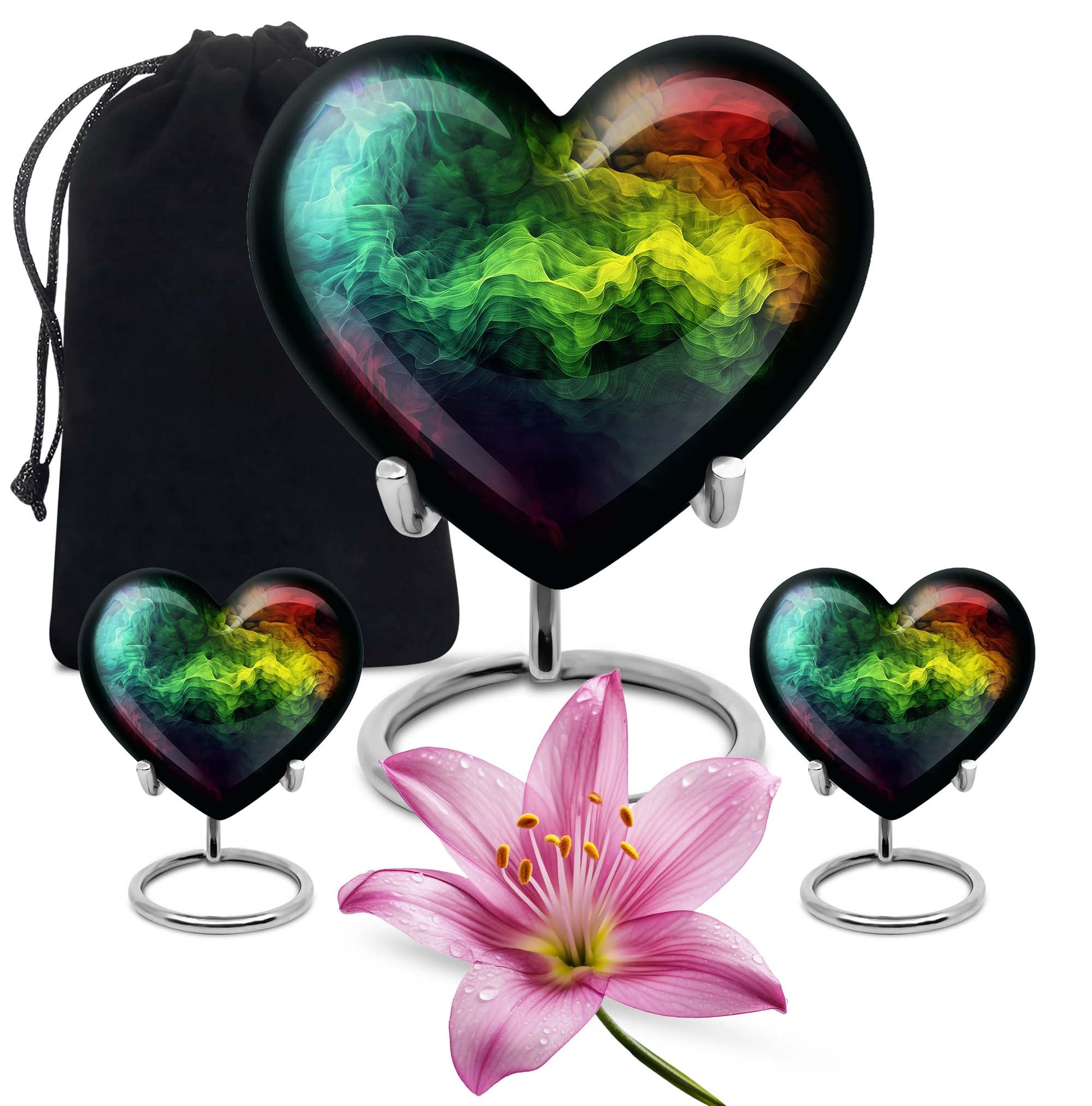10-inch abstract heart urn with butterfly design for adult ashes