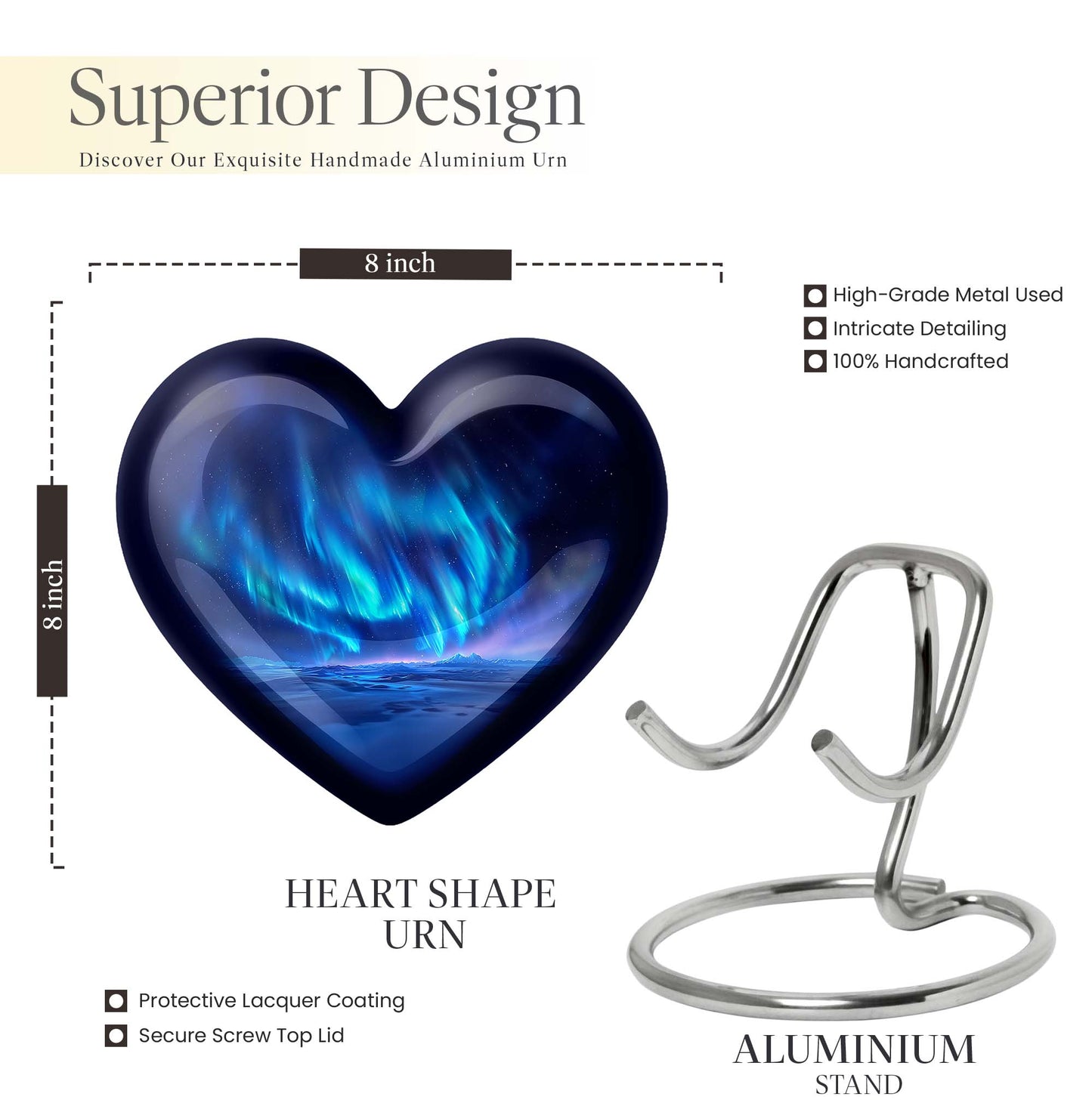 Northern Lights Heart Urn