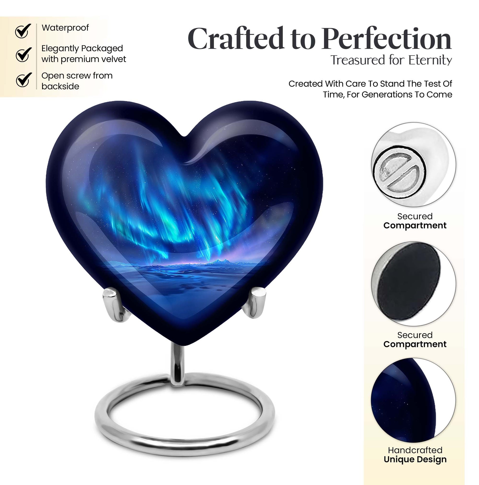 Northern Lights Heart Urn