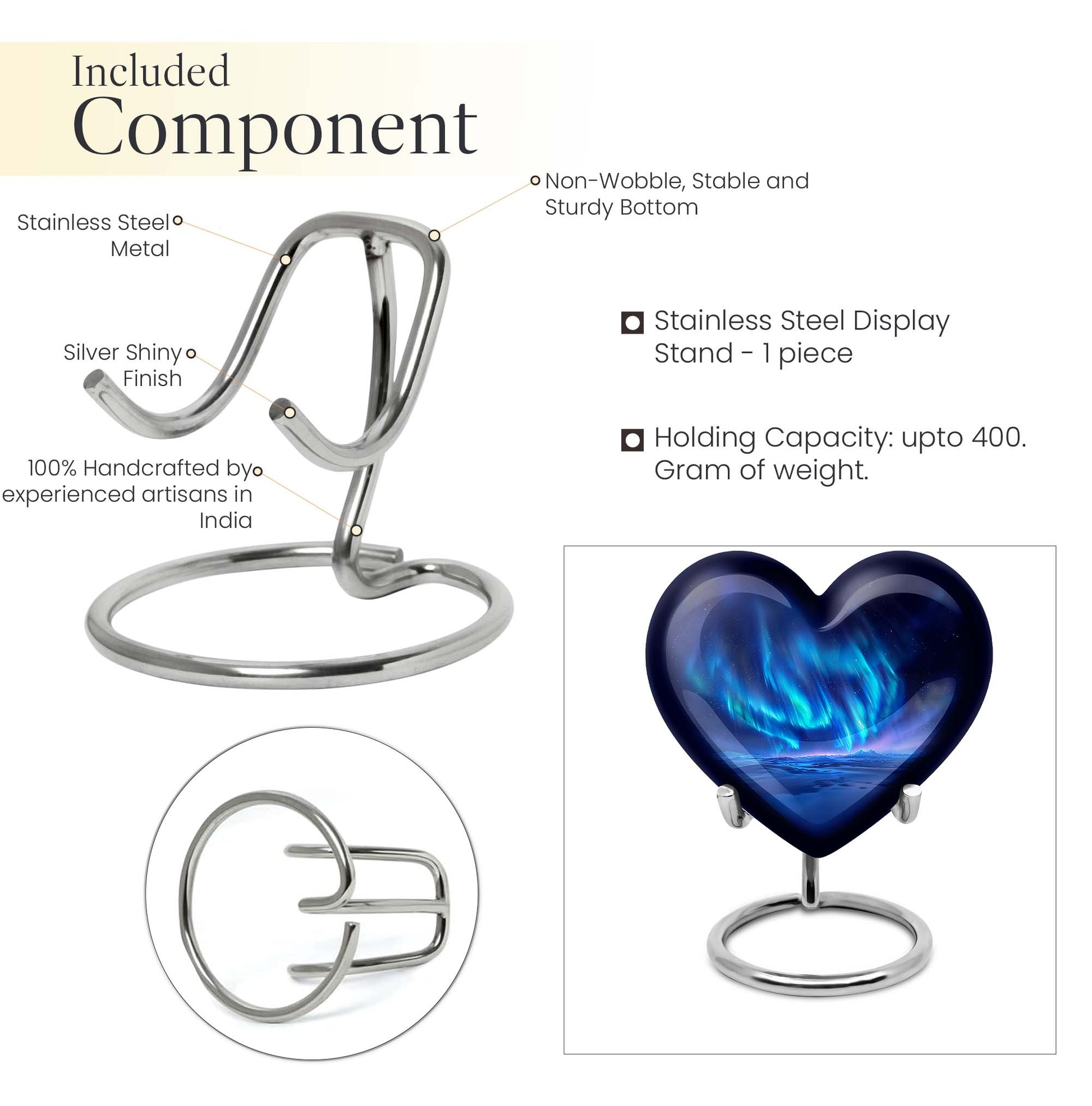 Northern Lights Heart Urn