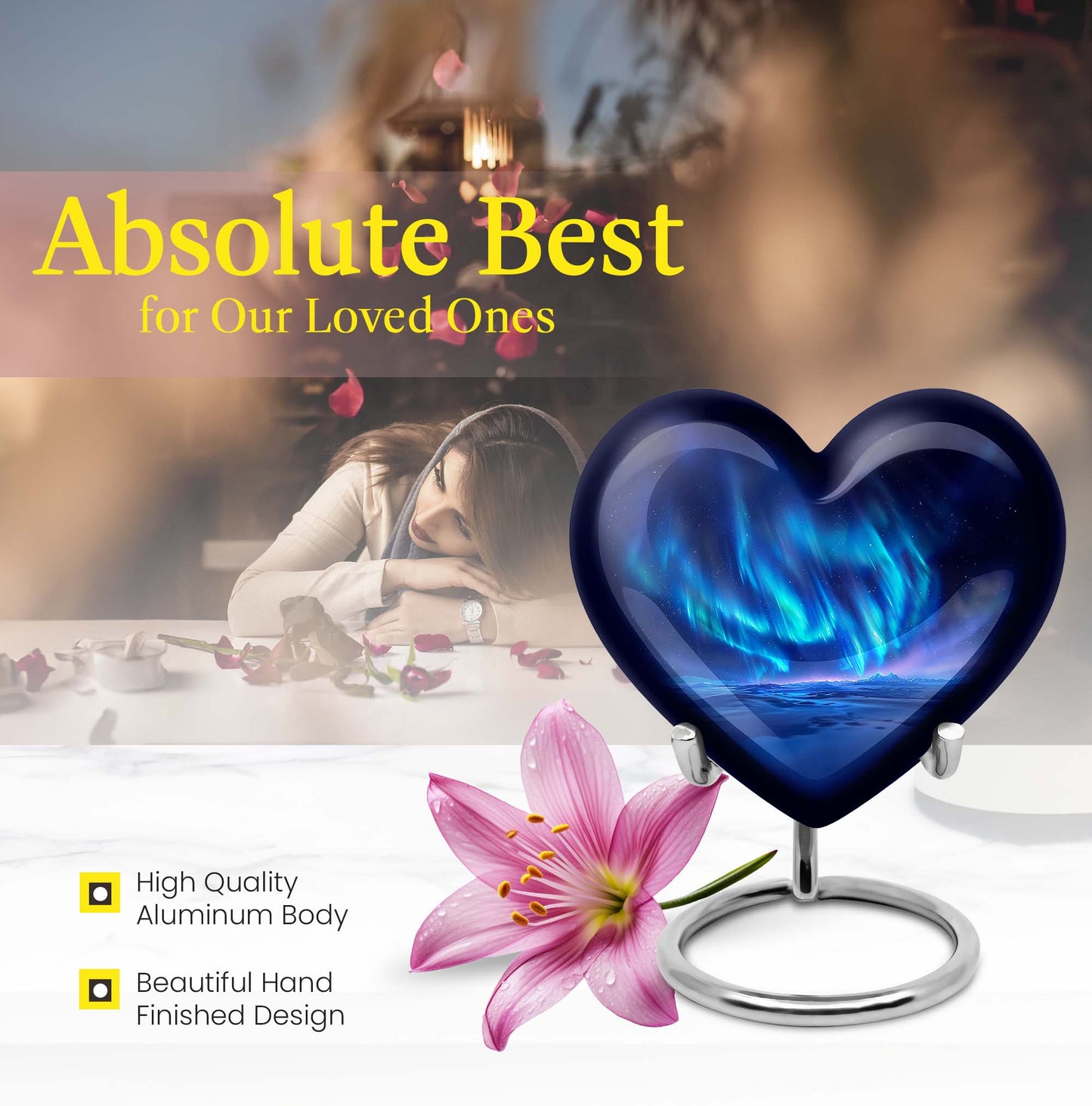 Northern Lights Heart Urn