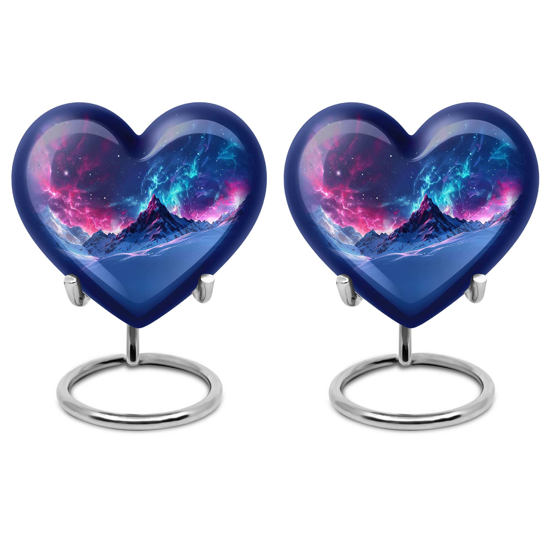 Northern Lights heart urn with butterfly theme
