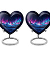 Northern Lights themed heart-shaped funeral urn