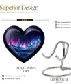 Northern Lights themed heart-shaped funeral urn
