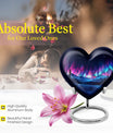 Northern Lights themed heart-shaped funeral urn