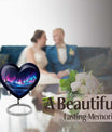 Northern Lights themed heart-shaped funeral urn