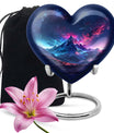 Northern Lights themed heart urn