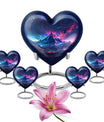 Northern Lights themed heart urn