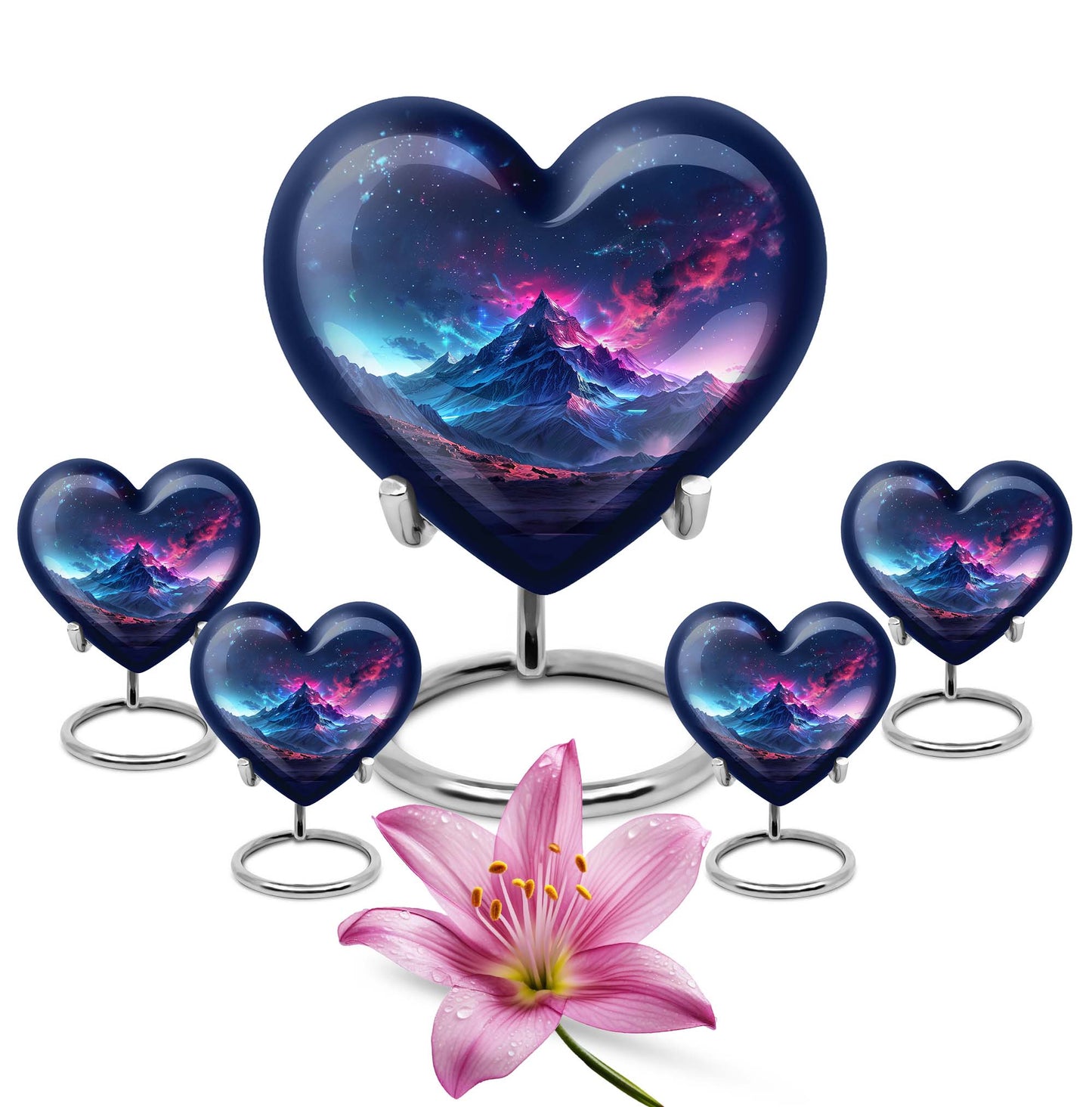 Northern Lights themed heart urn